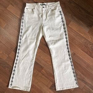 Lauren Jeans Co Ralph Lauren Bone White Denim Bead Embellished Boot Cut Jeans